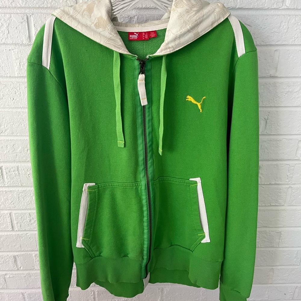 Puma Bright Green Hoodie with White Details